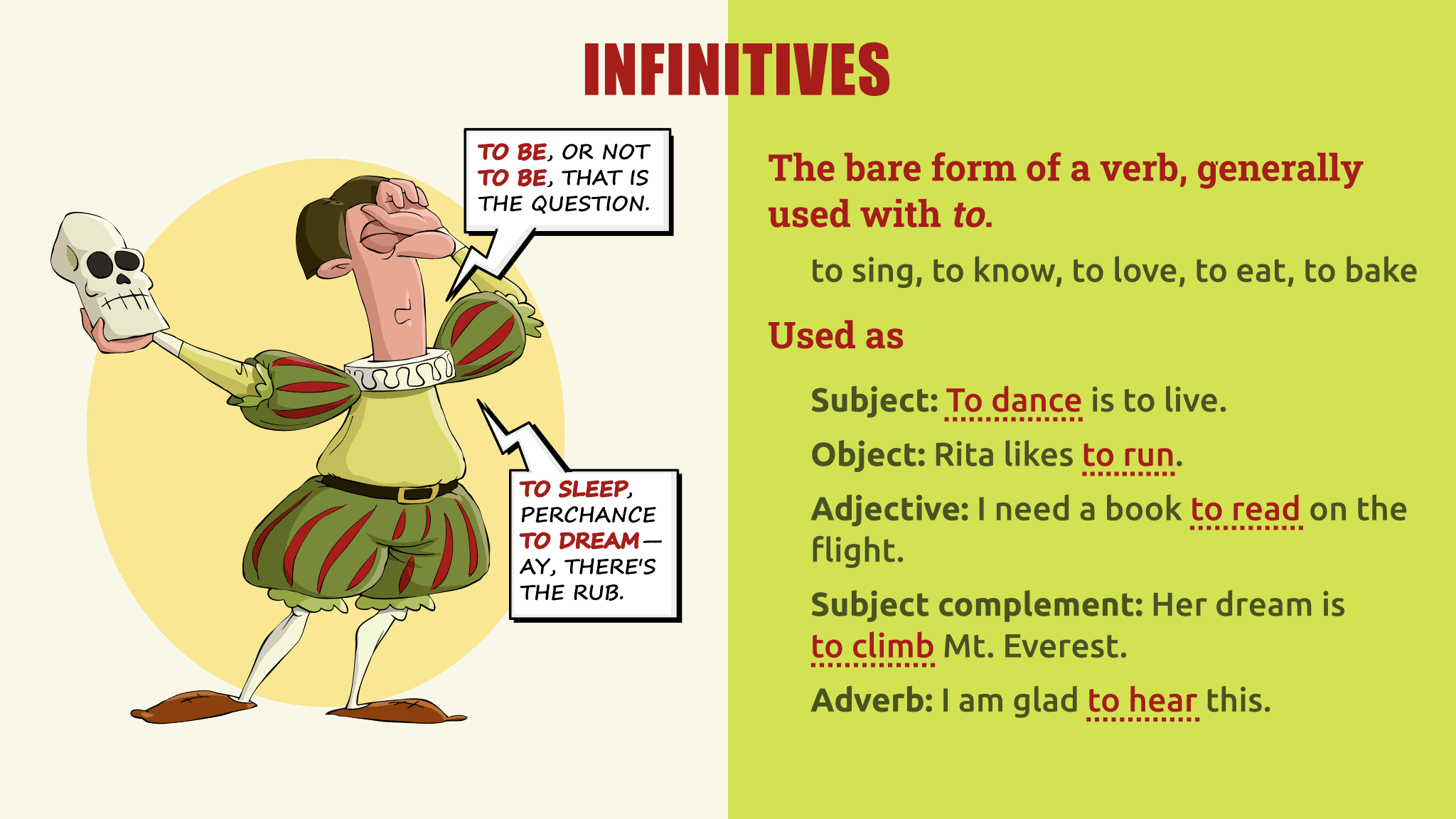 Want to infinitive. Bare Infinitive. Adjective Infinitive. Used to Infinitive. Types of Infinitives in English.