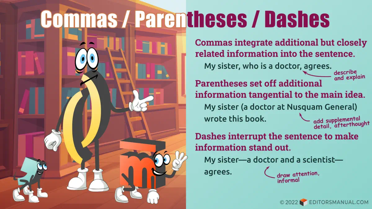 When To Use Parentheses Vs Commas Vs Dashes